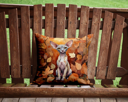 Caroline's Treasures Minskin Cat in Fall Leaves Throw Pillow Machine Washable, Indoor Outdoor Decorative Pillow for - image 2