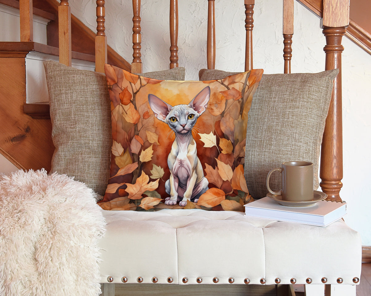 Caroline's Treasures Minskin Cat in Fall Leaves Throw Pillow Machine Washable, Indoor Outdoor Decorative Pillow for - image 3