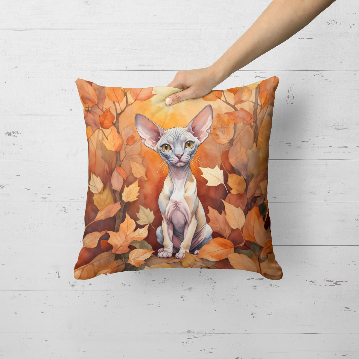 Caroline's Treasures Minskin Cat in Fall Leaves Throw Pillow Machine Washable, Indoor Outdoor Decorative Pillow for - image 2
