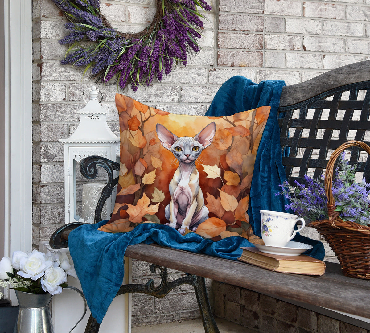 Caroline's Treasures Minskin Cat in Fall Leaves Throw Pillow Machine Washable, Indoor Outdoor Decorative Pillow for - image 4