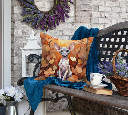 Caroline's Treasures Minskin Cat in Fall Leaves Throw Pillow Machine Washable, Indoor Outdoor Decorative Pillow for - image 4
