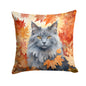 Caroline's Treasures Nebelung Cat in Fall Leaves Throw Pillow Machine Washable, Indoor Outdoor Decorative Pillow for