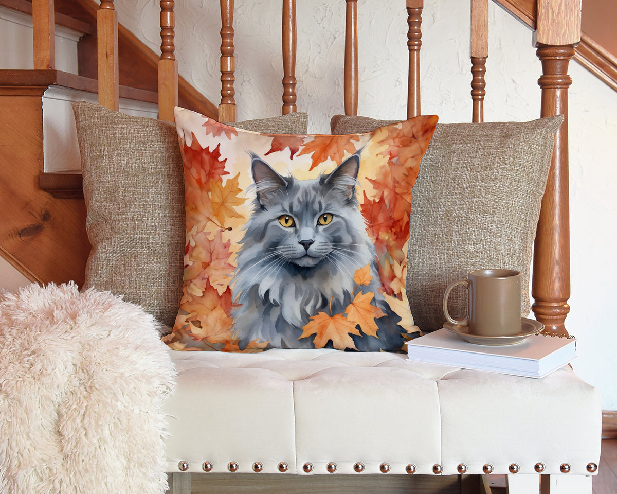 Caroline's Treasures Nebelung Cat in Fall Leaves Throw Pillow Machine Washable, Indoor Outdoor Decorative Pillow for - image 3