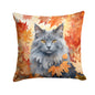 Caroline's Treasures Nebelung Cat in Fall Leaves Throw Pillow Machine Washable, Indoor Outdoor Decorative Pillow for