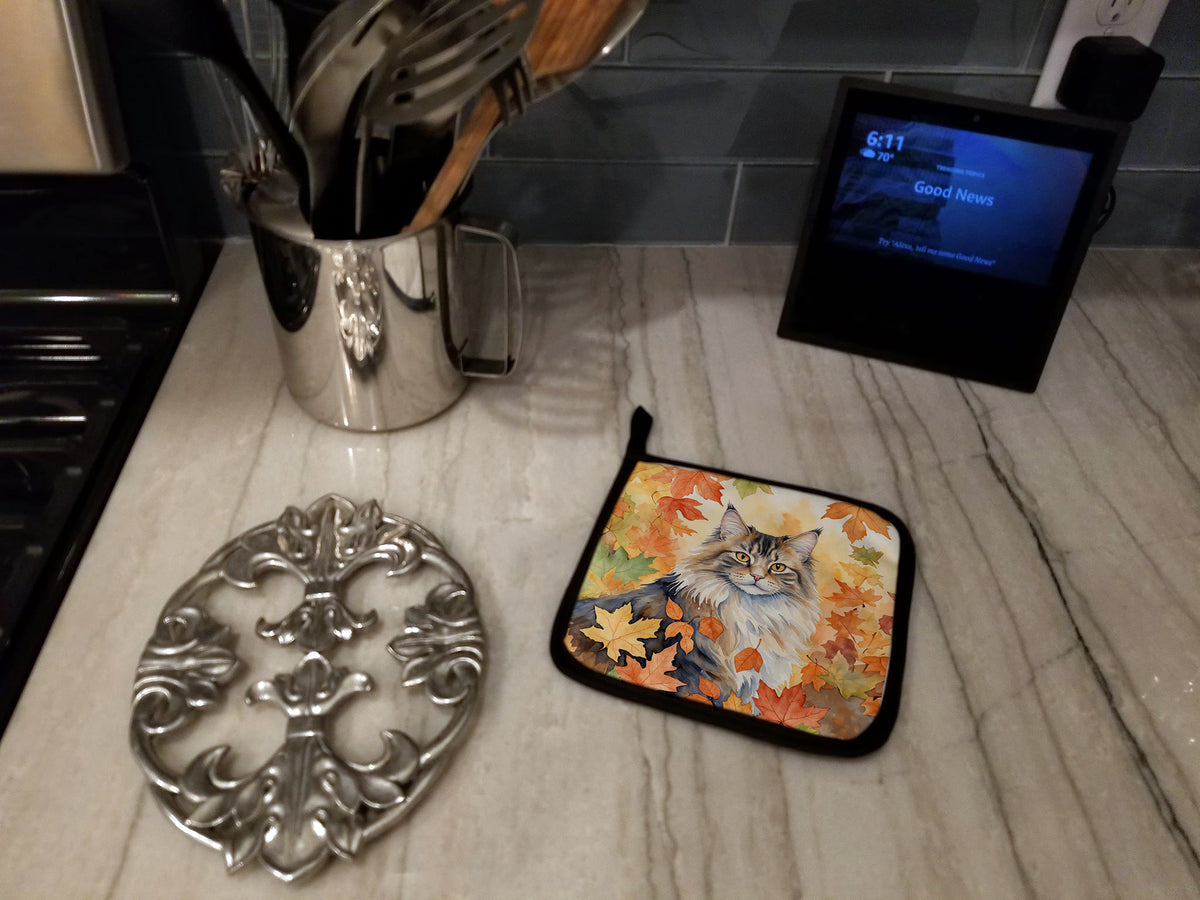 Caroline's Treasures Norwegian Forest Cat in Fall Leaves Pair of Pot Holders Kitchen Heat Resistant Pot Holders Sets - image 3