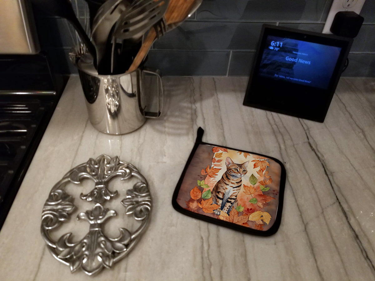 Caroline's Treasures Ocicat Cat in Fall Leaves Pair of Pot Holders Kitchen Heat Resistant Pot Holders Sets Oven Hot - image 3