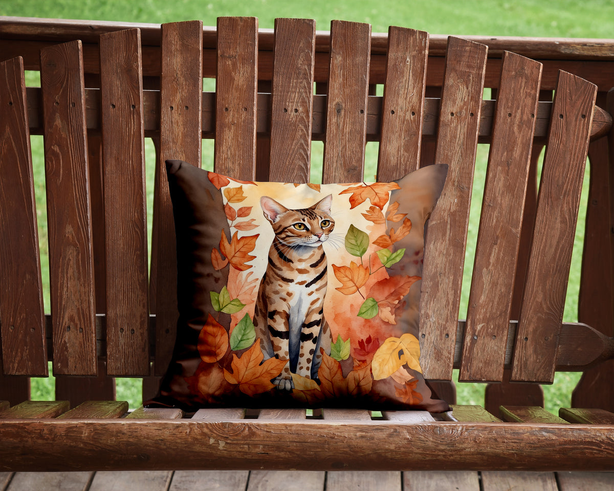 Caroline's Treasures Ocicat Cat in Fall Leaves Throw Pillow Machine Washable, Indoor Outdoor Decorative Pillow for - image 2