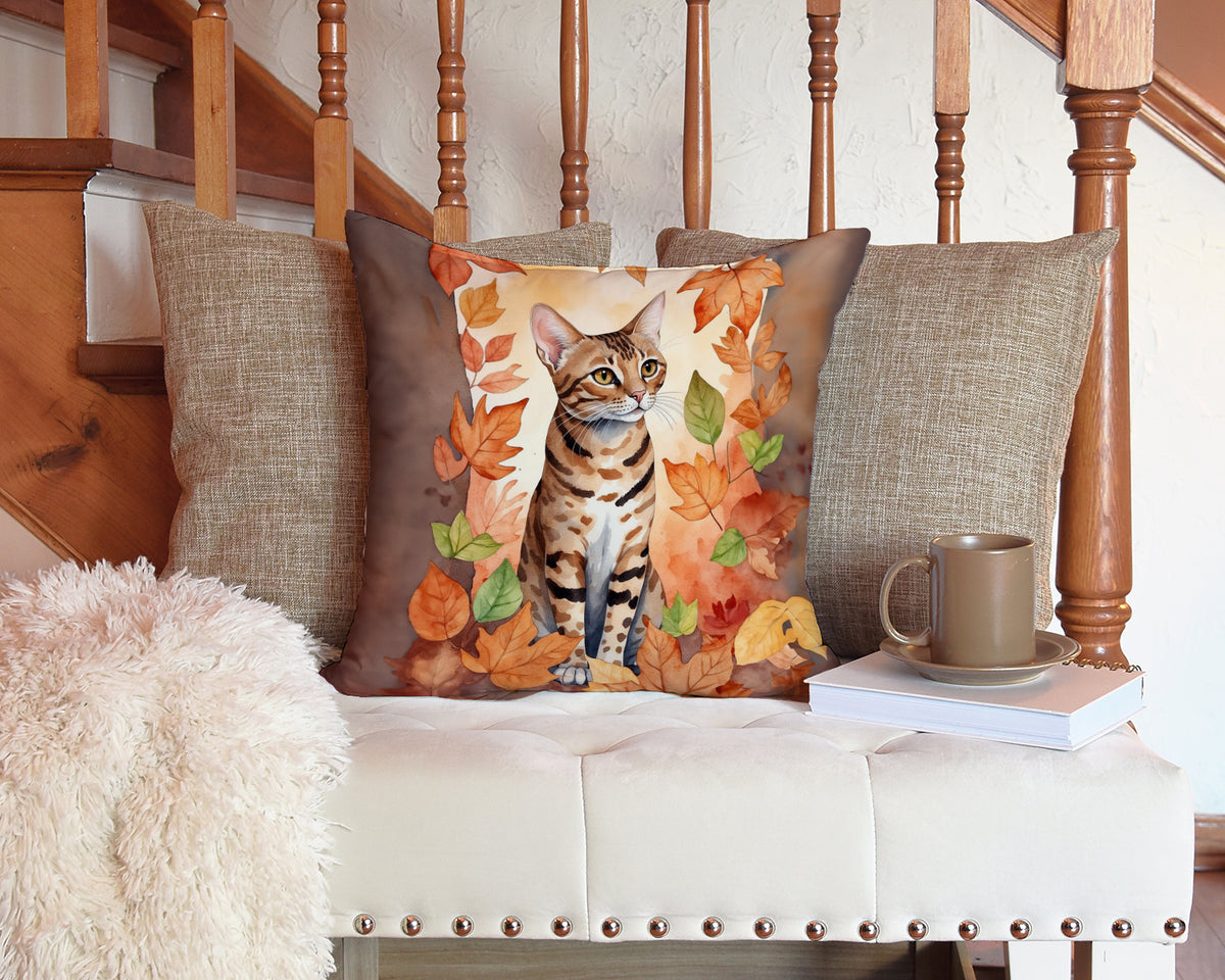 Caroline's Treasures Ocicat Cat in Fall Leaves Throw Pillow Machine Washable, Indoor Outdoor Decorative Pillow for - image 3