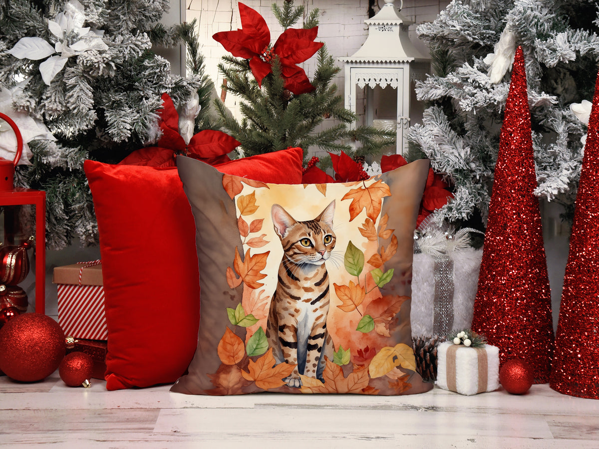 Caroline's Treasures Ocicat Cat in Fall Leaves Throw Pillow Machine Washable, Indoor Outdoor Decorative Pillow for - image 6