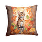 Caroline's Treasures Ocicat Cat in Fall Leaves Throw Pillow Machine Washable, Indoor Outdoor Decorative Pillow for