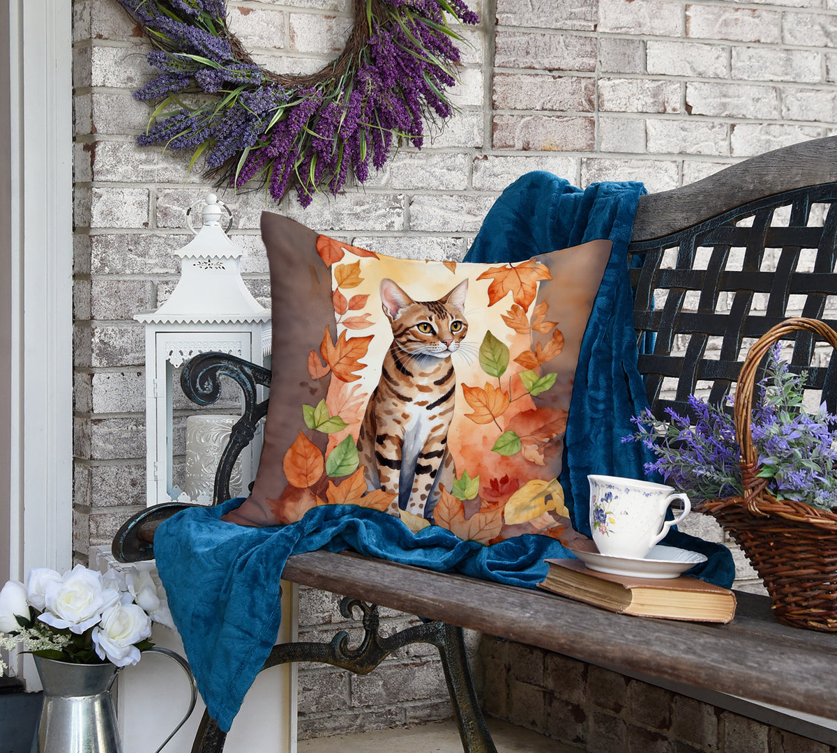Caroline's Treasures Ocicat Cat in Fall Leaves Throw Pillow Machine Washable, Indoor Outdoor Decorative Pillow for - image 4