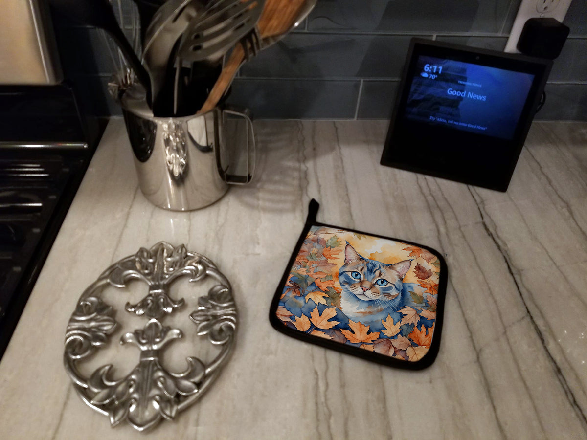 Caroline's Treasures Ojos Azules Cat in Fall Leaves Pair of Pot Holders Kitchen Heat Resistant Pot Holders Sets Oven - image 3