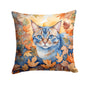 Caroline's Treasures Ojos Azules Cat in Fall Leaves Throw Pillow Machine Washable, Indoor Outdoor Decorative Pillow for