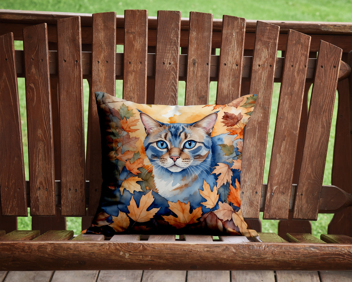 Caroline's Treasures Ojos Azules Cat in Fall Leaves Throw Pillow Machine Washable, Indoor Outdoor Decorative Pillow for - image 2