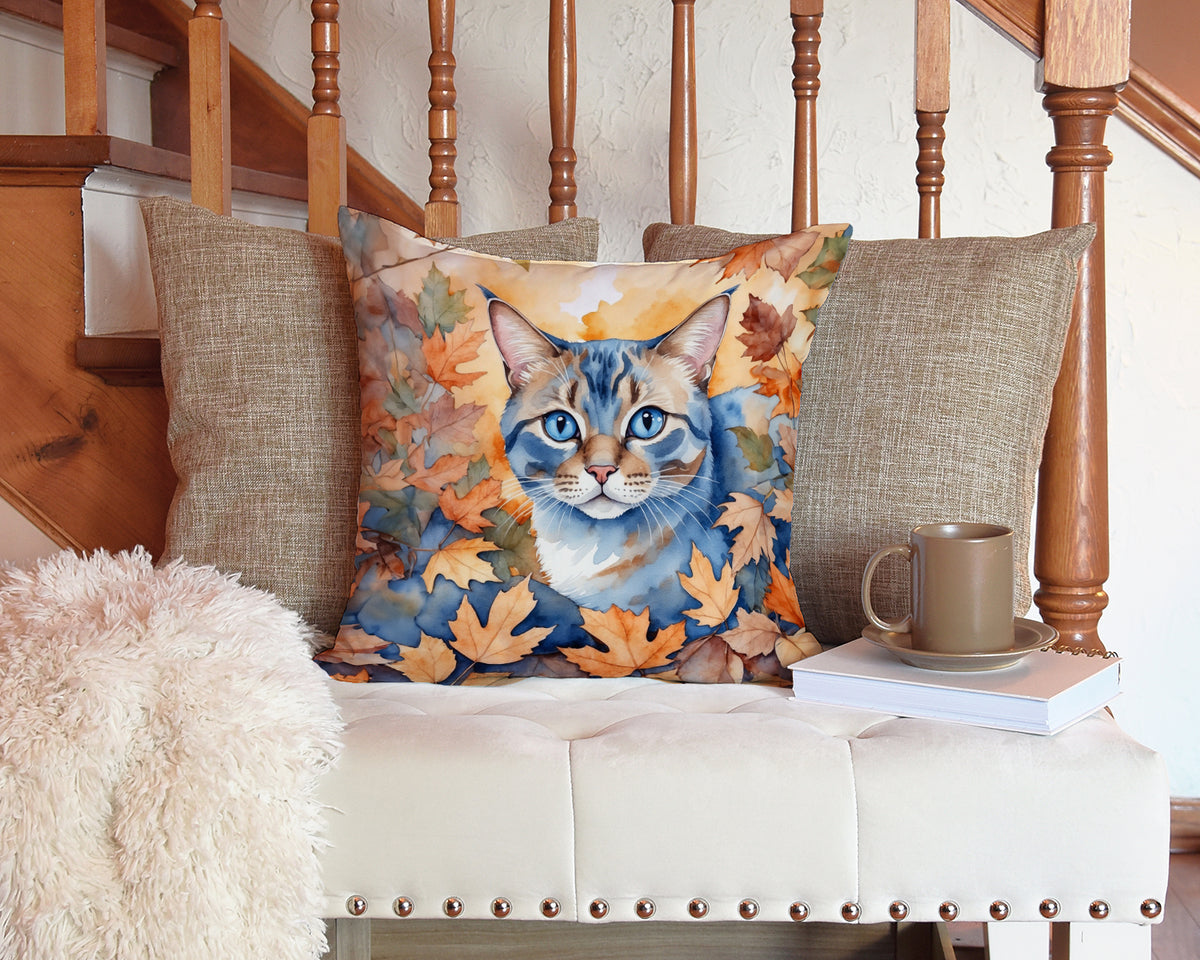 Caroline's Treasures Ojos Azules Cat in Fall Leaves Throw Pillow Machine Washable, Indoor Outdoor Decorative Pillow for - image 3