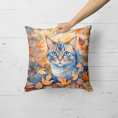 Caroline's Treasures Ojos Azules Cat in Fall Leaves Throw Pillow Machine Washable, Indoor Outdoor Decorative Pillow for - image 2