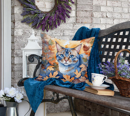 Caroline's Treasures Ojos Azules Cat in Fall Leaves Throw Pillow Machine Washable, Indoor Outdoor Decorative Pillow for - image 4
