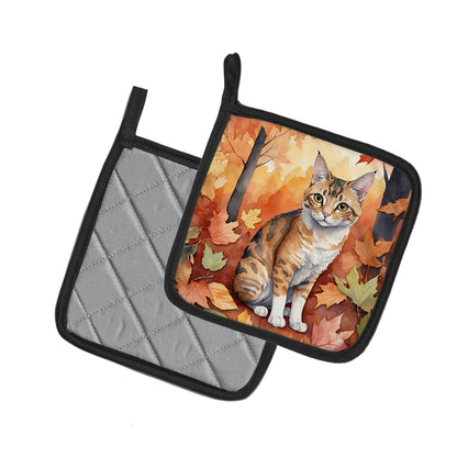 Caroline's Treasures Oregon Rex Cat in Fall Leaves Pair of Pot Holders Kitchen Heat Resistant Pot Holders Sets Oven Hot - image 2