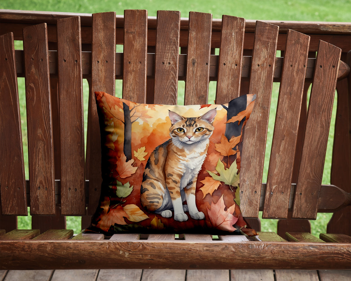 Caroline's Treasures Oregon Rex Cat in Fall Leaves Throw Pillow Machine Washable, Indoor Outdoor Decorative Pillow for - image 2