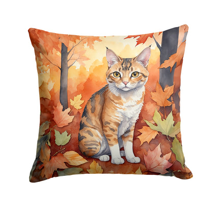 Caroline's Treasures Oregon Rex Cat in Fall Leaves Throw Pillow Machine Washable, Indoor Outdoor Decorative Pillow for