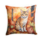 Caroline's Treasures Oregon Rex Cat in Fall Leaves Throw Pillow Machine Washable, Indoor Outdoor Decorative Pillow for