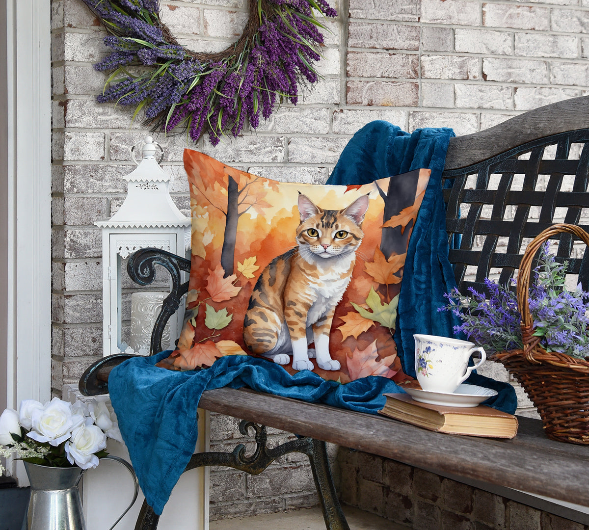 Caroline's Treasures Oregon Rex Cat in Fall Leaves Throw Pillow Machine Washable, Indoor Outdoor Decorative Pillow for - image 4