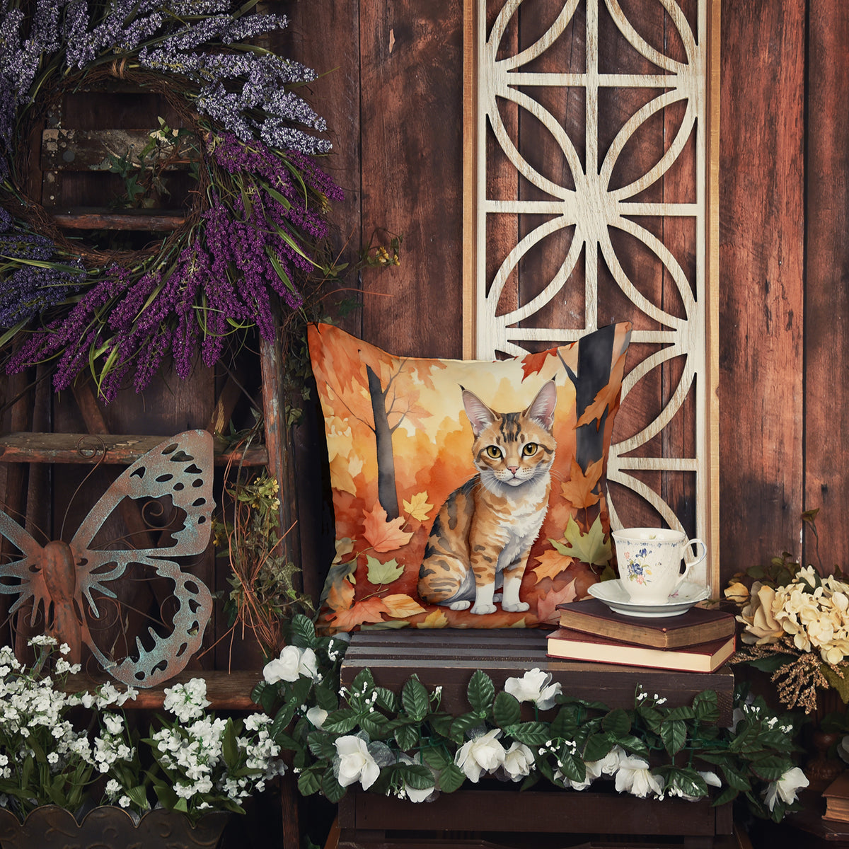 Caroline's Treasures Oregon Rex Cat in Fall Leaves Throw Pillow Machine Washable, Indoor Outdoor Decorative Pillow for - image 6
