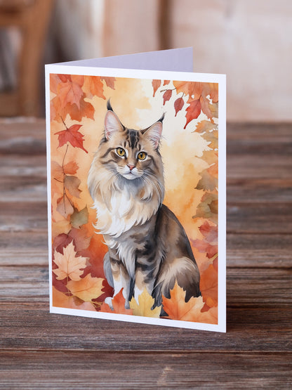 Caroline's Treasures Oriental Longhair Cat in Fall Leaves Greeting Cards Pack of 8 Blank Cards with Envelopes Whimsical - image 2