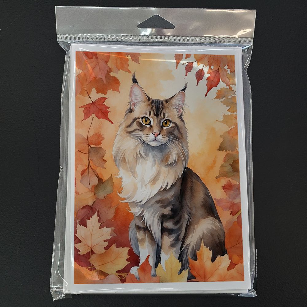 Caroline's Treasures Oriental Longhair Cat in Fall Leaves Greeting Cards Pack of 8 Blank Cards with Envelopes Whimsical - image 3