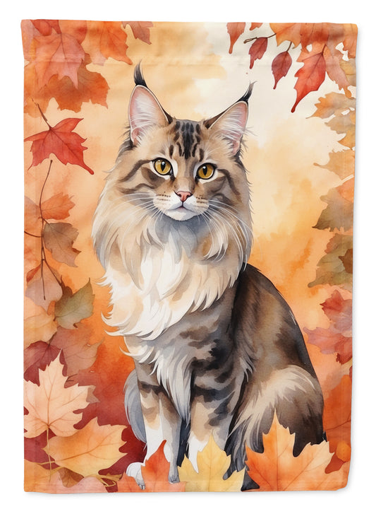 Caroline's Treasures Oriental Longhair Cat in Fall Leaves Garden Flag Mailbox Flag Decorative Yard Flag Banner Outside