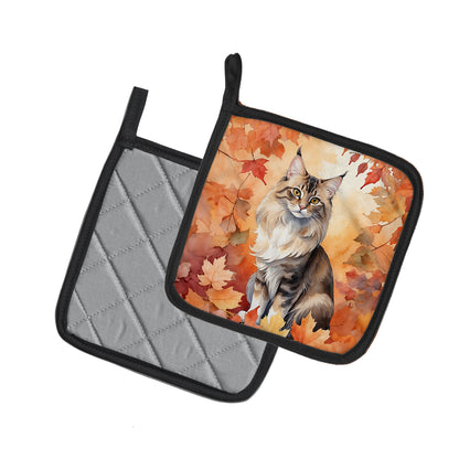 Caroline's Treasures Oriental Longhair Cat in Fall Leaves Pair of Pot Holders Kitchen Heat Resistant Pot Holders Sets - image 2