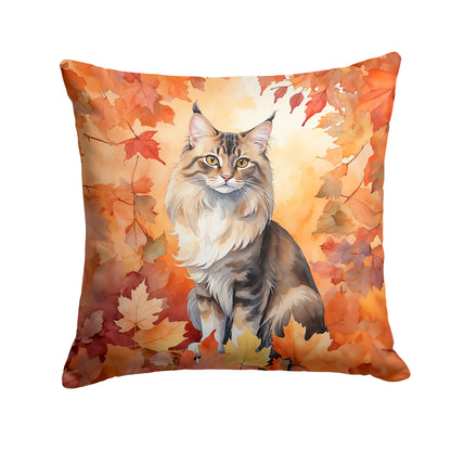 Caroline's Treasures Oriental Longhair Cat in Fall Leaves Throw Pillow Machine Washable, Indoor Outdoor Decorative