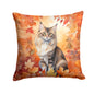 Caroline's Treasures Oriental Longhair Cat in Fall Leaves Throw Pillow Machine Washable, Indoor Outdoor Decorative