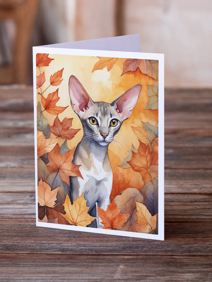 Caroline's Treasures Oriental Shorthair Cat in Fall Leaves Greeting Cards Pack of 8 Blank Cards with Envelopes - image 2