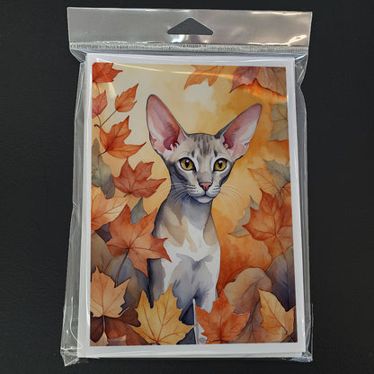 Caroline's Treasures Oriental Shorthair Cat in Fall Leaves Greeting Cards Pack of 8 Blank Cards with Envelopes - image 3