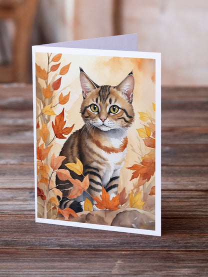 Caroline's Treasures Owyhee Bob Cat in Fall Leaves Greeting Cards Pack of 8 Blank Cards with Envelopes Whimsical A7 - image 2