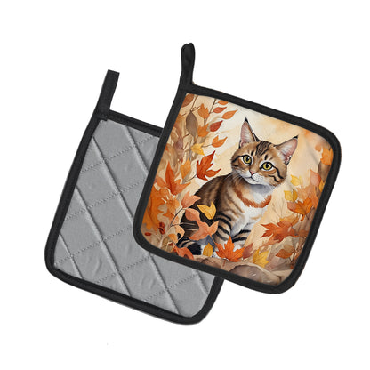 Caroline's Treasures Owyhee Bob Cat in Fall Leaves Pair of Pot Holders Kitchen Heat Resistant Pot Holders Sets Oven Hot - image 2