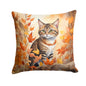 Caroline's Treasures Owyhee Bob Cat in Fall Leaves Throw Pillow Machine Washable, Indoor Outdoor Decorative Pillow for
