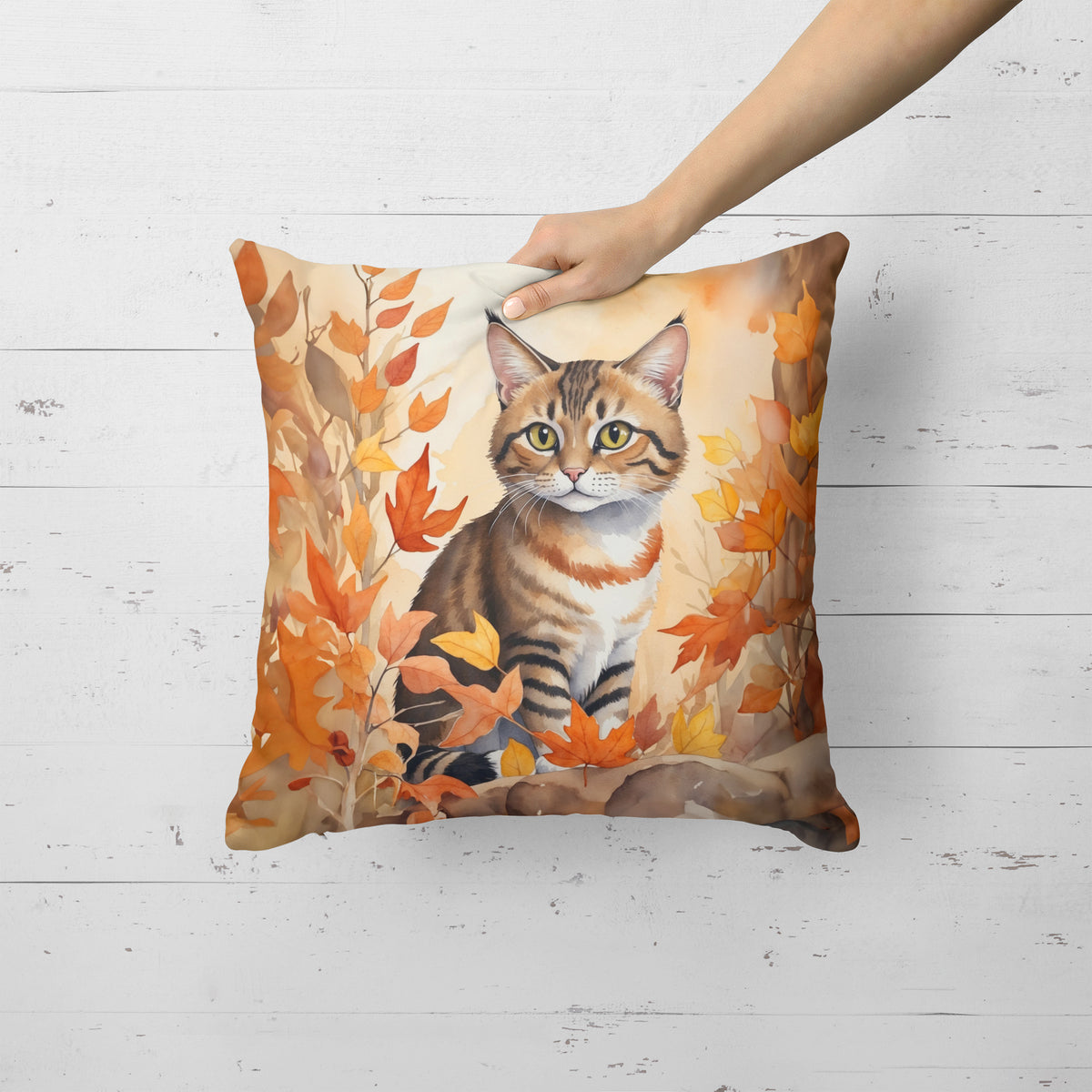 Caroline's Treasures Owyhee Bob Cat in Fall Leaves Throw Pillow Machine Washable, Indoor Outdoor Decorative Pillow for - image 2