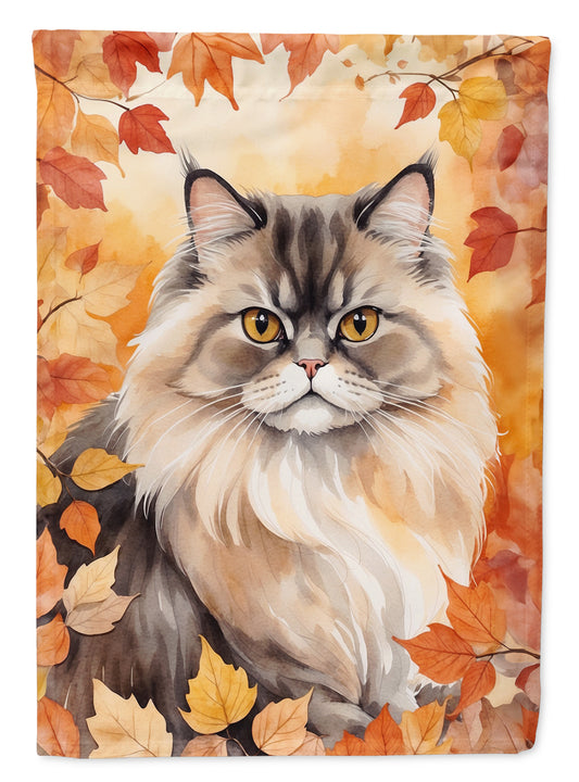 Caroline's Treasures Persian Cat in Fall Leaves House Flag Large Porch Sleeve Pole Decorative Outside Yard Banner