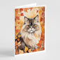Caroline's Treasures Persian Cat in Fall Leaves Greeting Cards Pack of 8 Blank Cards with Envelopes Whimsical A7 Size