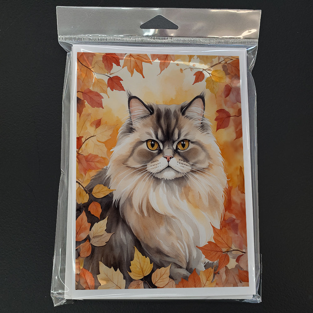 Caroline's Treasures Persian Cat in Fall Leaves Greeting Cards Pack of 8 Blank Cards with Envelopes Whimsical A7 Size - image 3