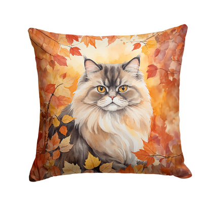Caroline's Treasures Persian Cat in Fall Leaves Throw Pillow Machine Washable, Indoor Outdoor Decorative Pillow for