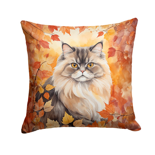 Caroline's Treasures Persian Cat in Fall Leaves Throw Pillow Machine Washable, Indoor Outdoor Decorative Pillow for