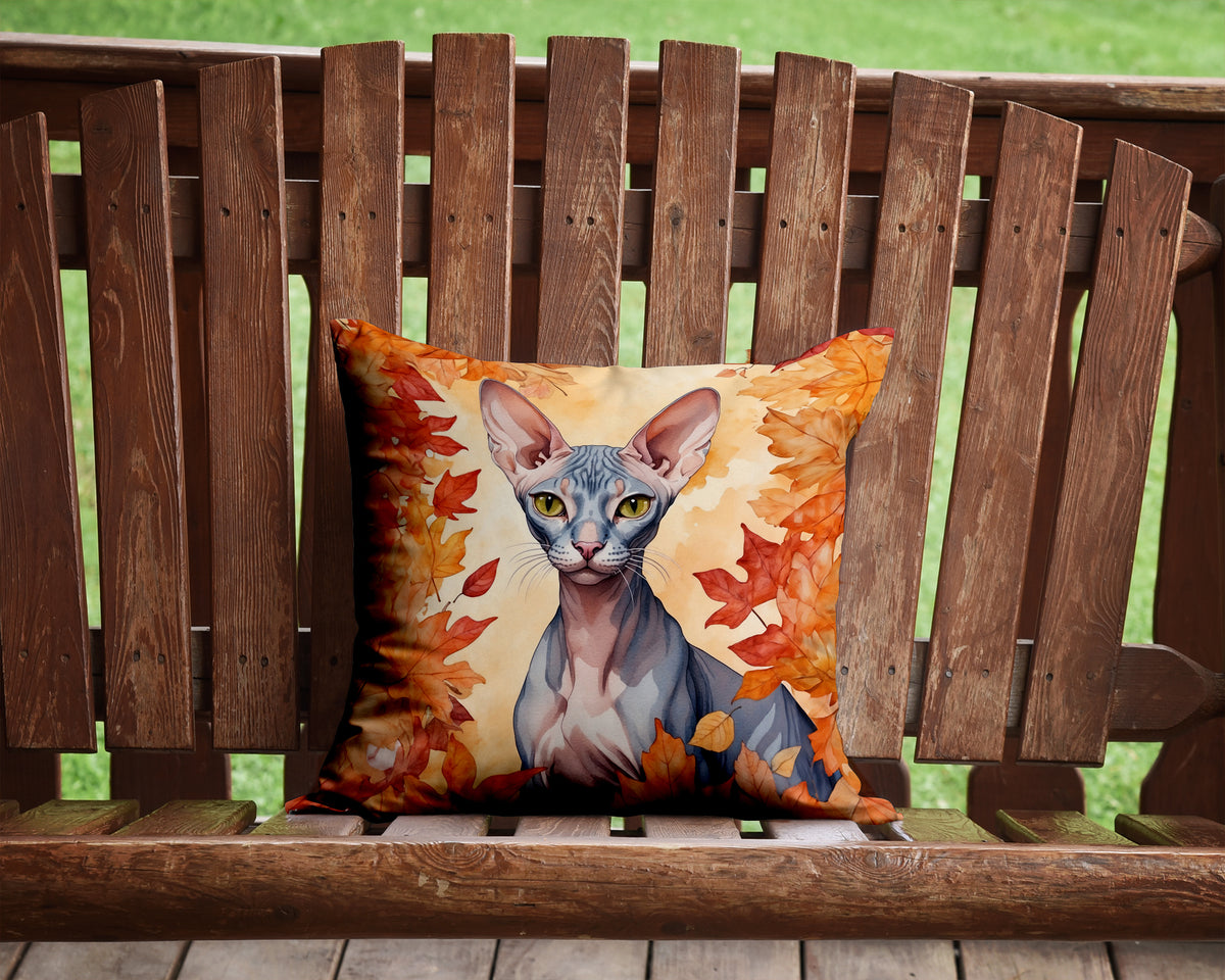 Caroline's Treasures Peterbald Cat in Fall Leaves Throw Pillow Machine Washable, Indoor Outdoor Decorative Pillow for - image 2
