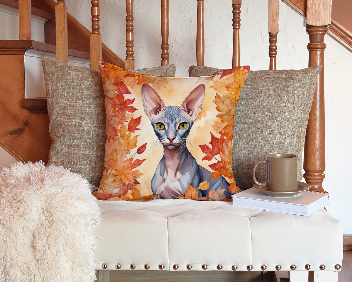 Caroline's Treasures Peterbald Cat in Fall Leaves Throw Pillow Machine Washable, Indoor Outdoor Decorative Pillow for - image 3