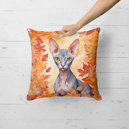 Caroline's Treasures Peterbald Cat in Fall Leaves Throw Pillow Machine Washable, Indoor Outdoor Decorative Pillow for - image 2