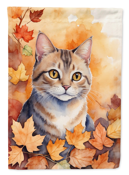Caroline's Treasures Raas Cat in Fall Leaves House Flag Large Porch Sleeve Pole Decorative Outside Yard Banner Artwork