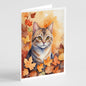 Caroline's Treasures Raas Cat in Fall Leaves Greeting Cards Pack of 8 Blank Cards with Envelopes Whimsical A7 Size 5x7