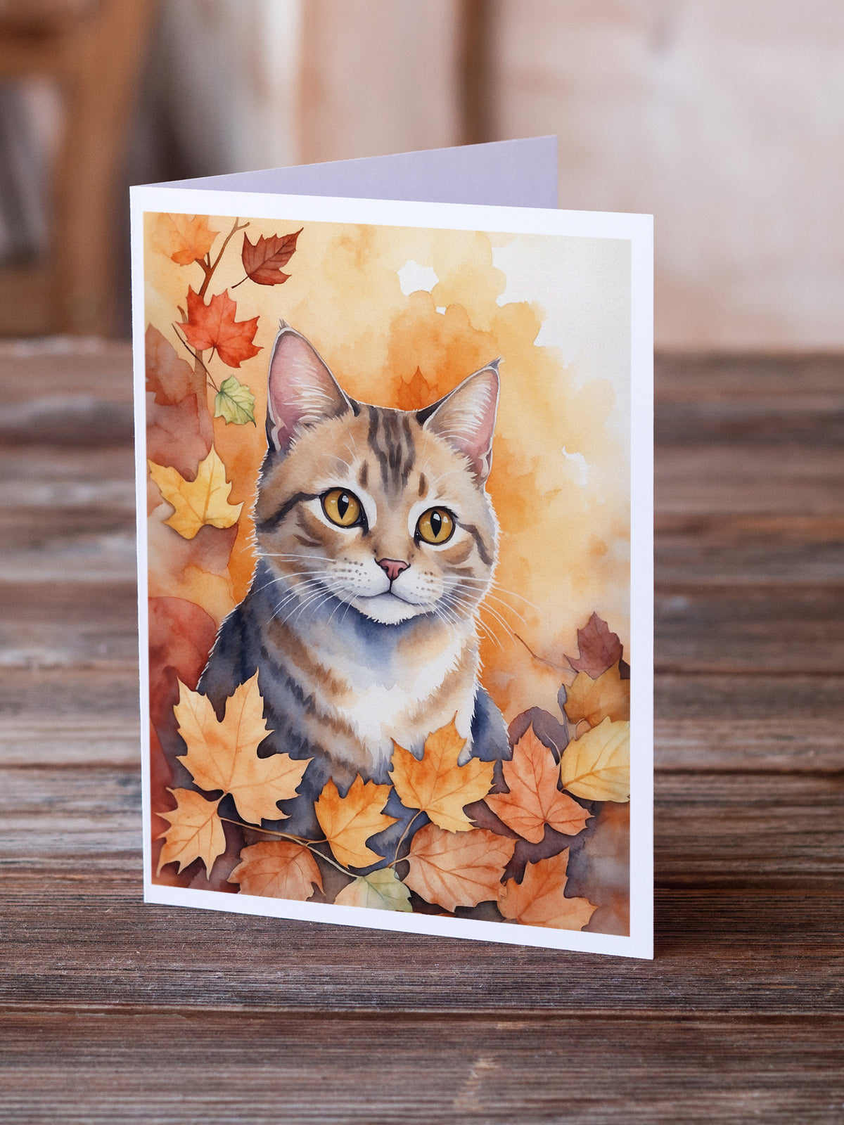 Caroline's Treasures Raas Cat in Fall Leaves Greeting Cards Pack of 8 Blank Cards with Envelopes Whimsical A7 Size 5x7 - image 2